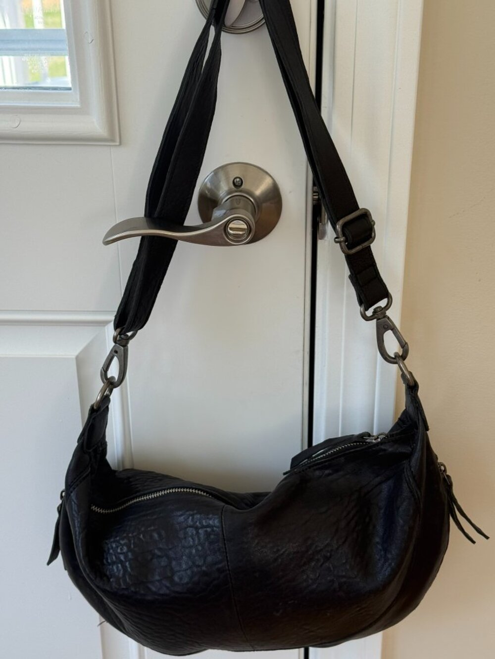 Black Pebble Leather Crosby Sling Bag by Latico